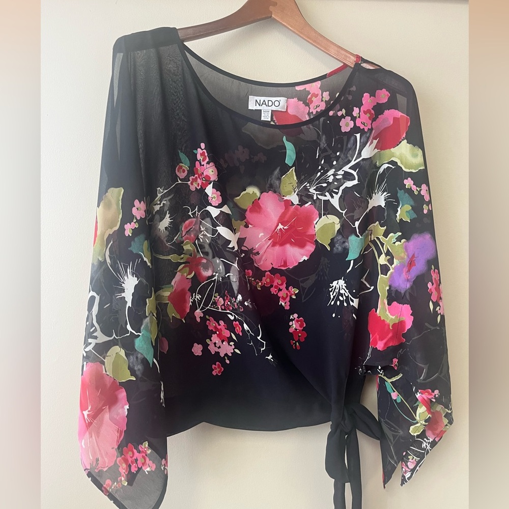 Women's Floral Black Top